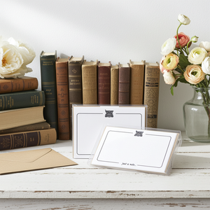 Just a Note Flat Notecard Set with Vintage Symbols 8/8 -5.5 x 4.25