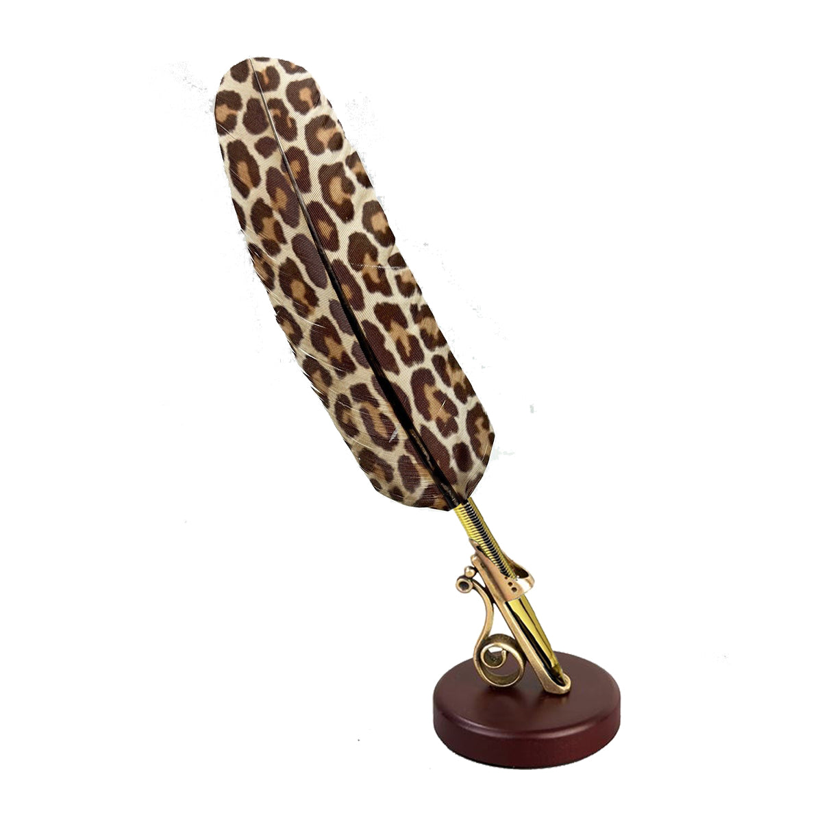 Animal Print Feather Ballpoint Pen with 2 refills in folder