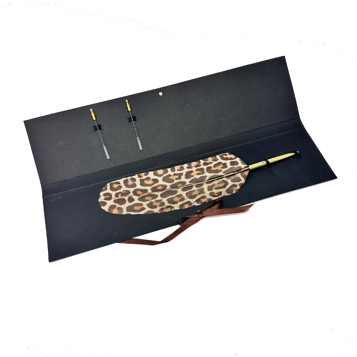 Animal Print Feather Ballpoint Pen with 2 refills in folder