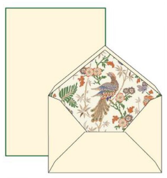 Floral Peacock Boxed Stationery Set Made In Italy by Rossi - 10 Sheets & 10 lined envelopes - Nostalgic Impressions