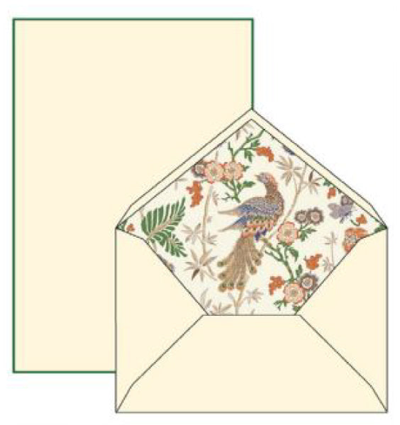 Floral Peacock Boxed Stationery Set Made In Italy by Rossi - 10 Sheets & 10 lined envelopes