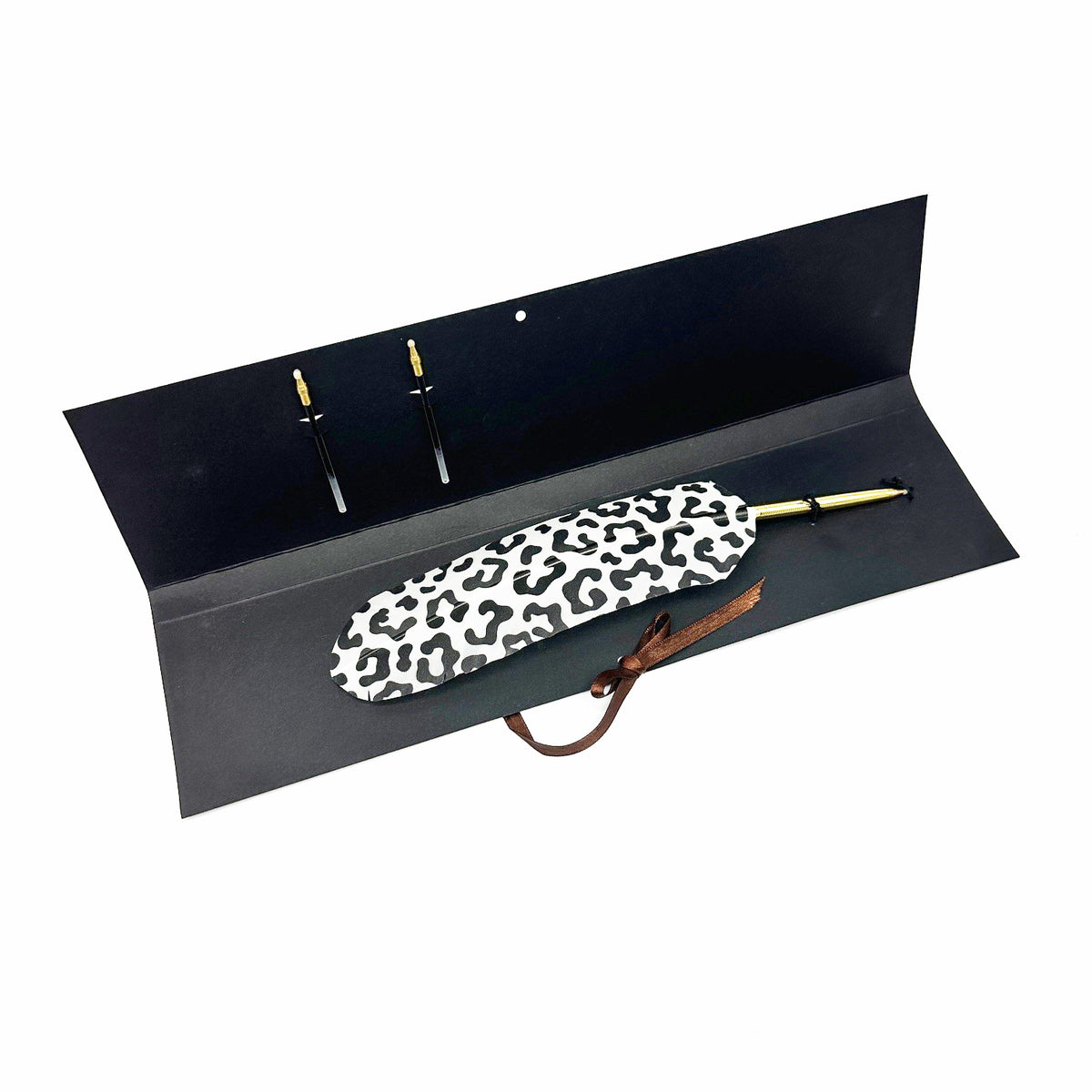 Animal Print Feather Ballpoint Pen with 2 refills in folder