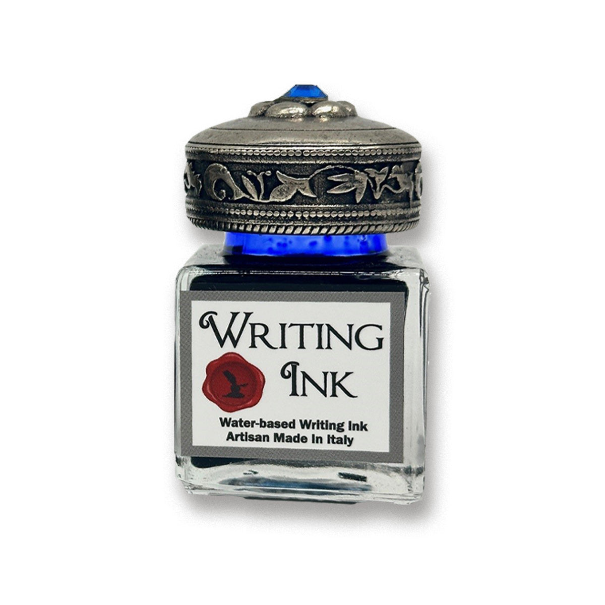 Inkwells with jeweled Silver Metal Screwtop