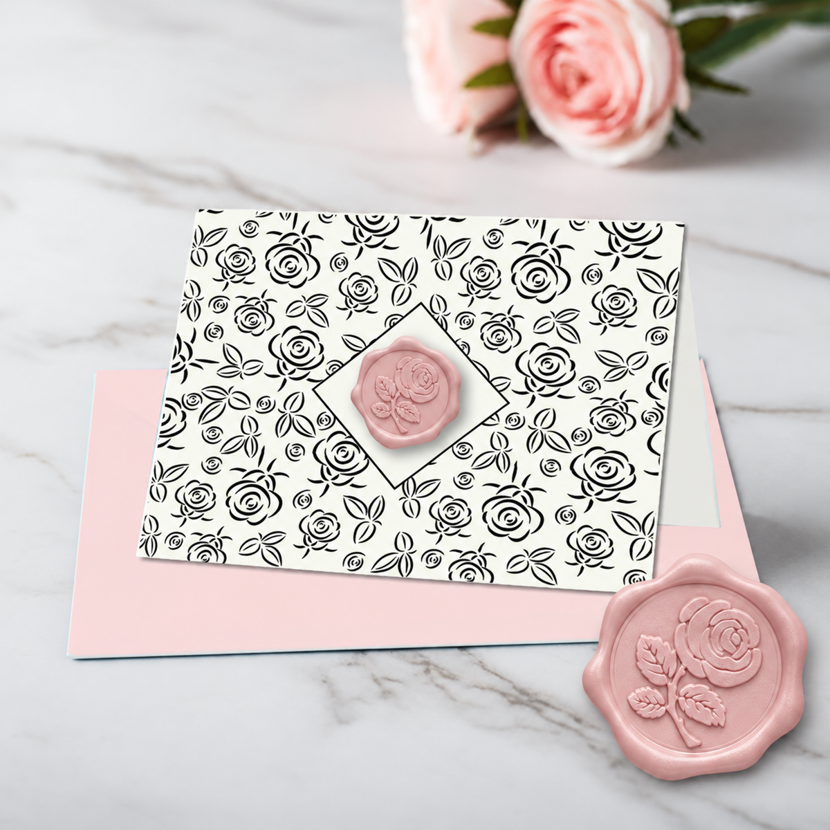 Rose Black Foil Boxed Note Cards with Wax Seal  8/8