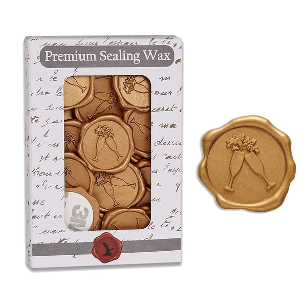 Champagne Glasses Wedding Adhesive Wax Seal Quick - Ship Stickers 25PK - Nostalgic Impressions