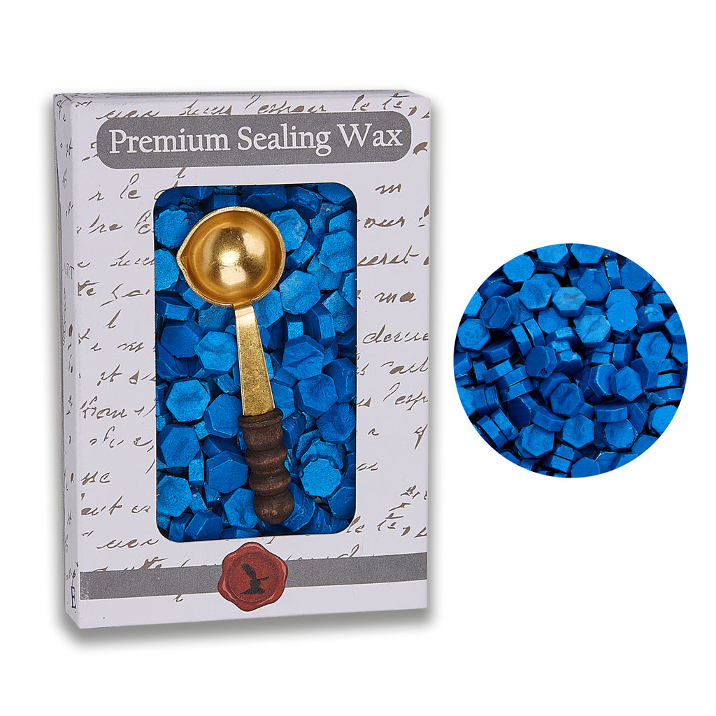Cobalt Blue Premium Sealing Wax Beads by Color with spoon