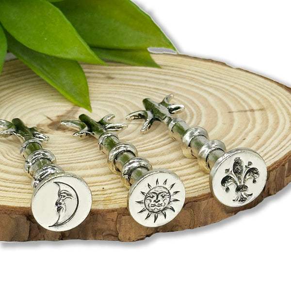 Florentine Heirloom Silver Antiqued Wax Seal Stamps with Star Handle - Nostalgic Impressions