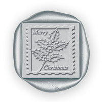 Merry Christmas Holly Wax Seal Stamp with Burgundy Wood Handle #6575