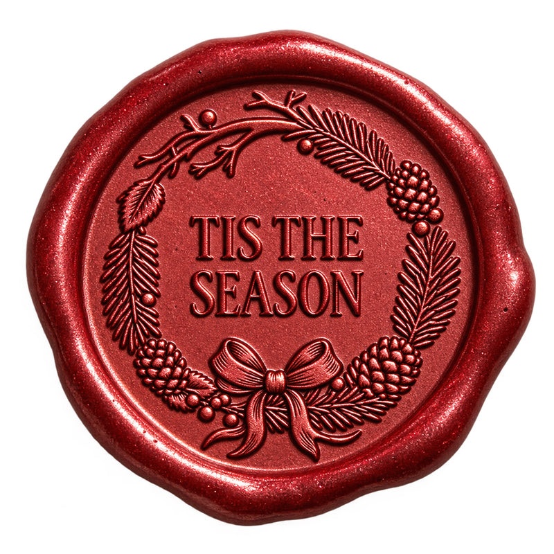 Tis the Season Wax Seal Stamp with Burgundy Wood Handle #6576