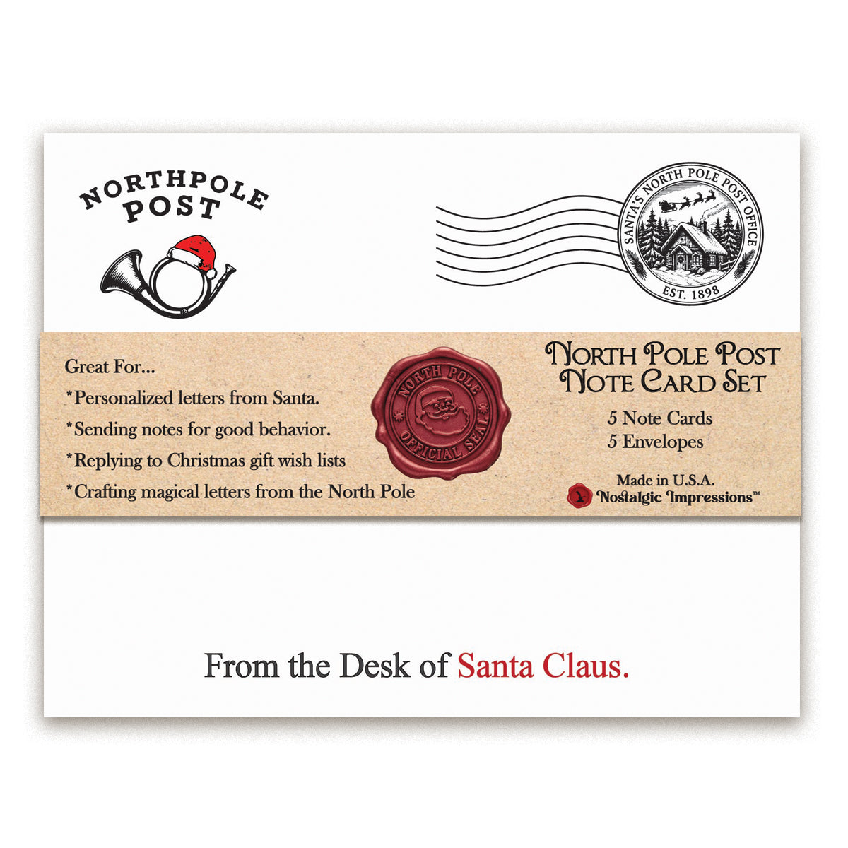North Pole Post Wax Seal Stationery Kit in Wood Keepsake Box