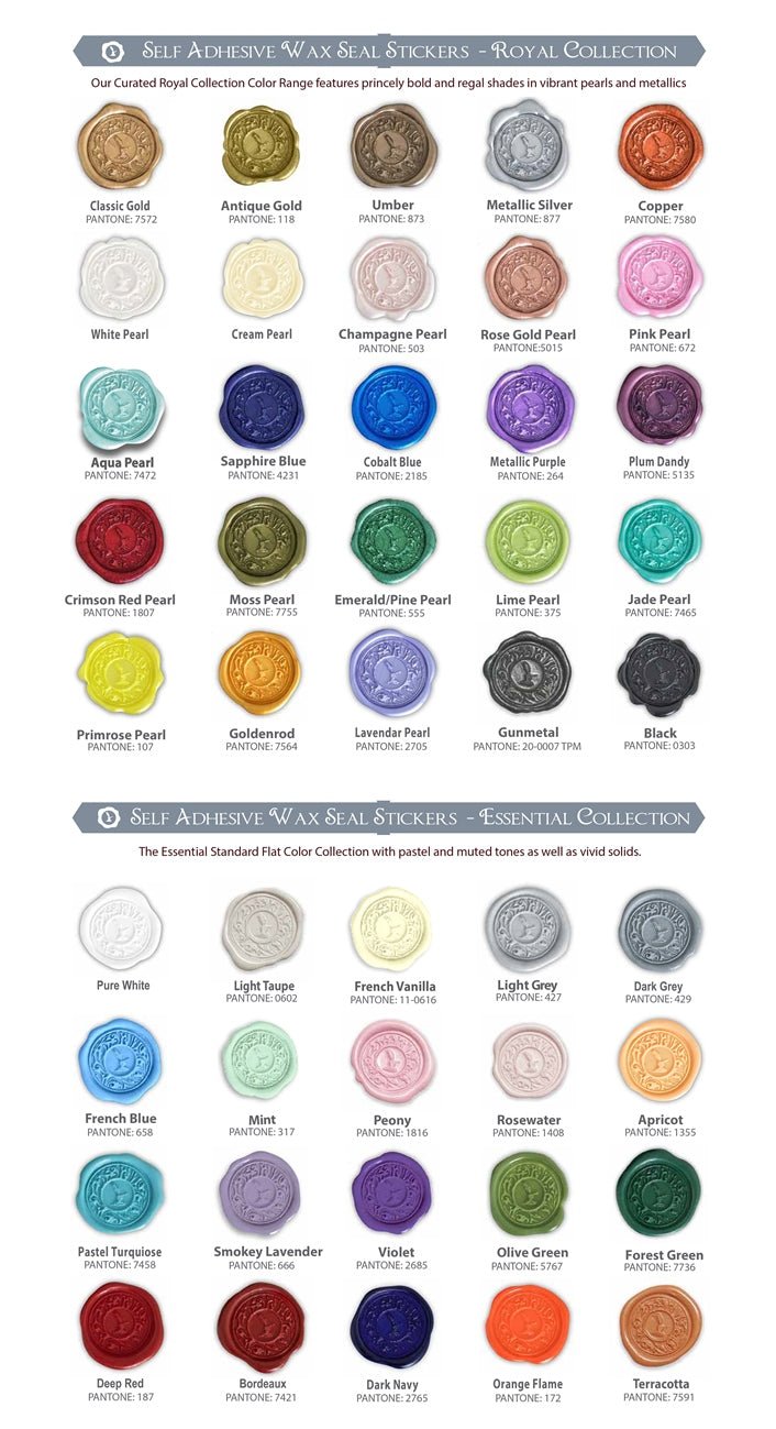 Adhesive Wax Seal Stickers with your Logo Color Chart - Nostalgic Impressions