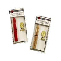 Brass Cerif Initial Wax Seal Stamp Gift Set kit with Gold Sealing Wax - Nostalgic Impressions