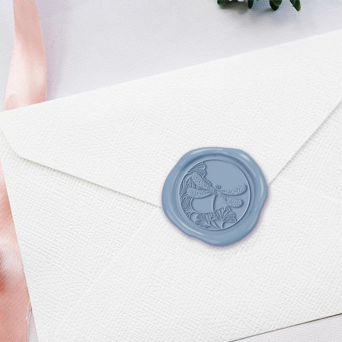 Dragonfly Adhesive Wax Seal Quick-Ship Stickers 25PK-Slate Blue