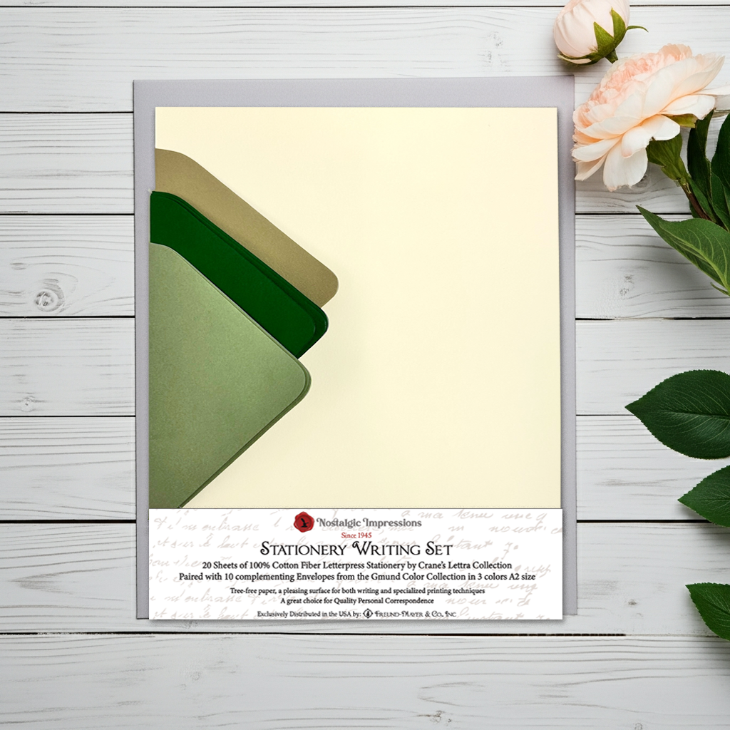 Letterpress Stationery Set with envelopes- 8.5x11- 100% Cotton printable- 20/10-multi-colors