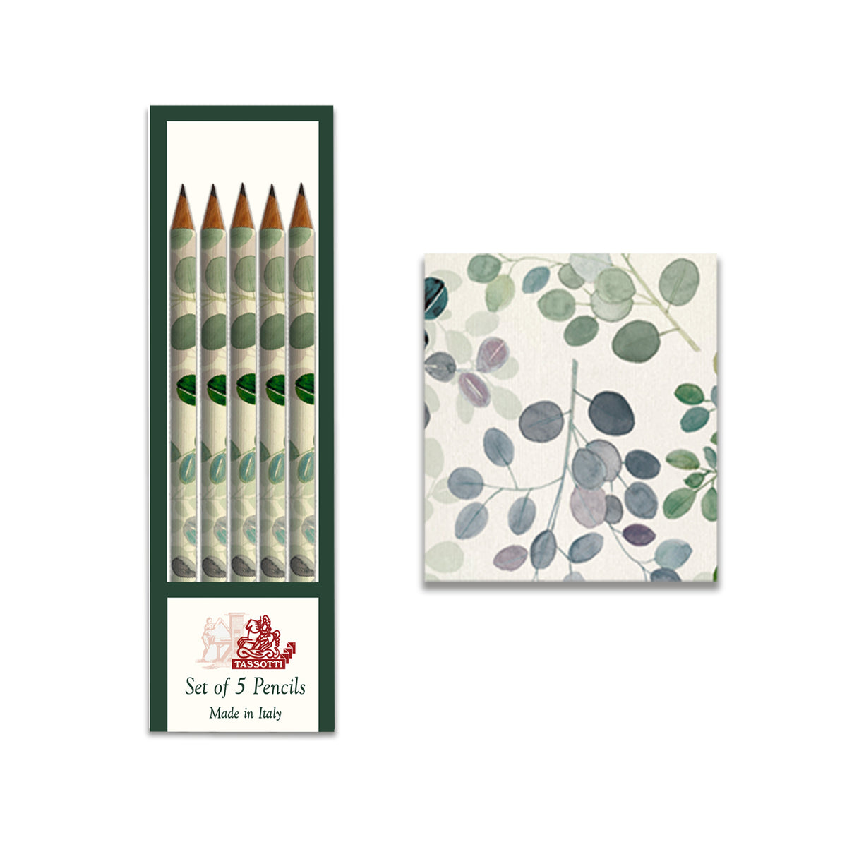 Eucalipto Decorated Italian Art Paper Pencils Pack of 5 - Nostalgic Impressions