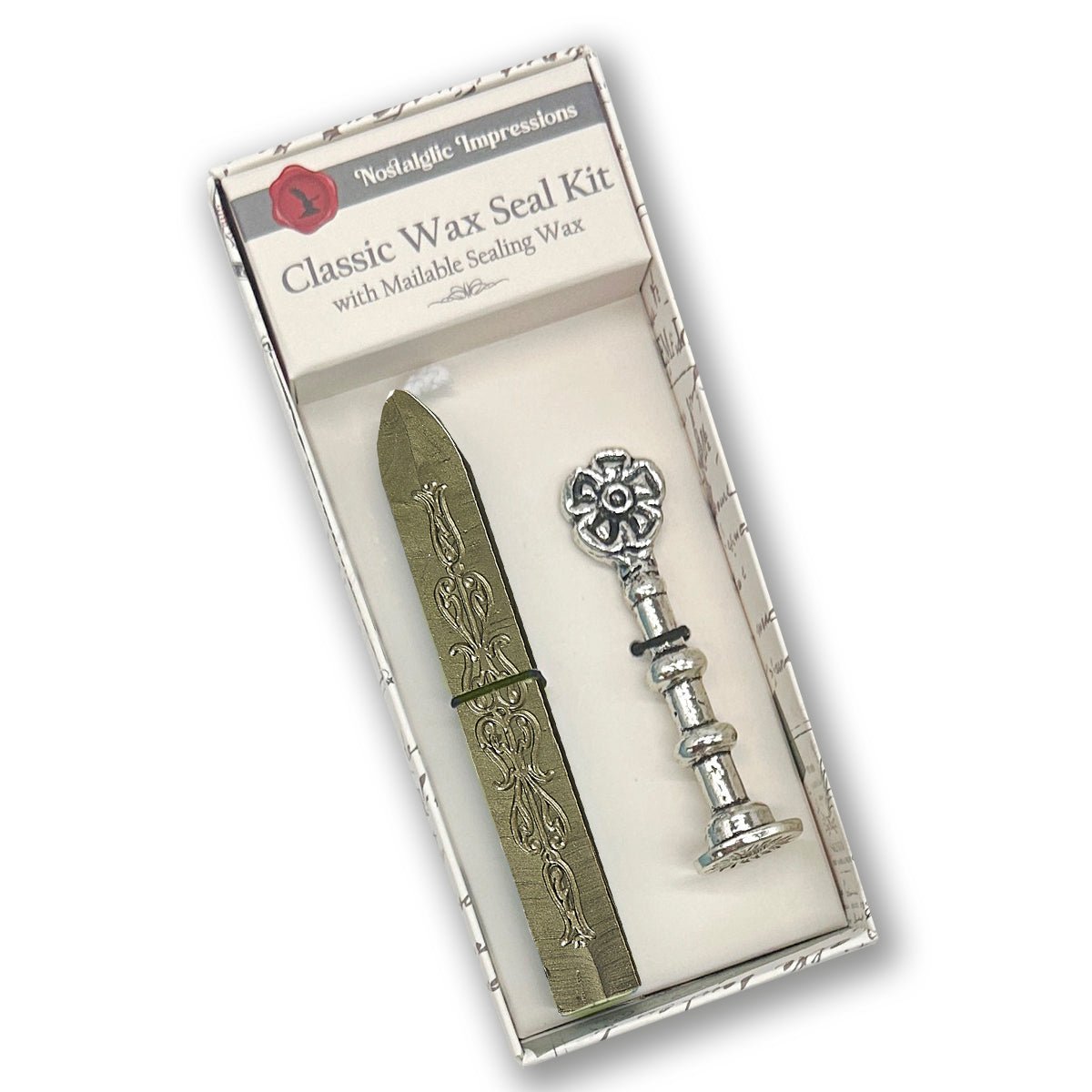 Florentine Heirloom Silver Antiqued Wax Seal Stamps with Flower Handle - Nostalgic Impressions