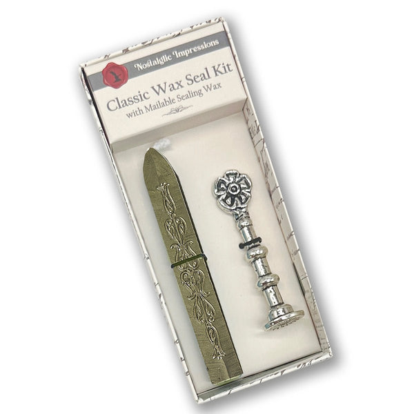 Florentine Heirloom Silver Antiqued Wax Seal Stamps with Flower Handle - Nostalgic Impressions