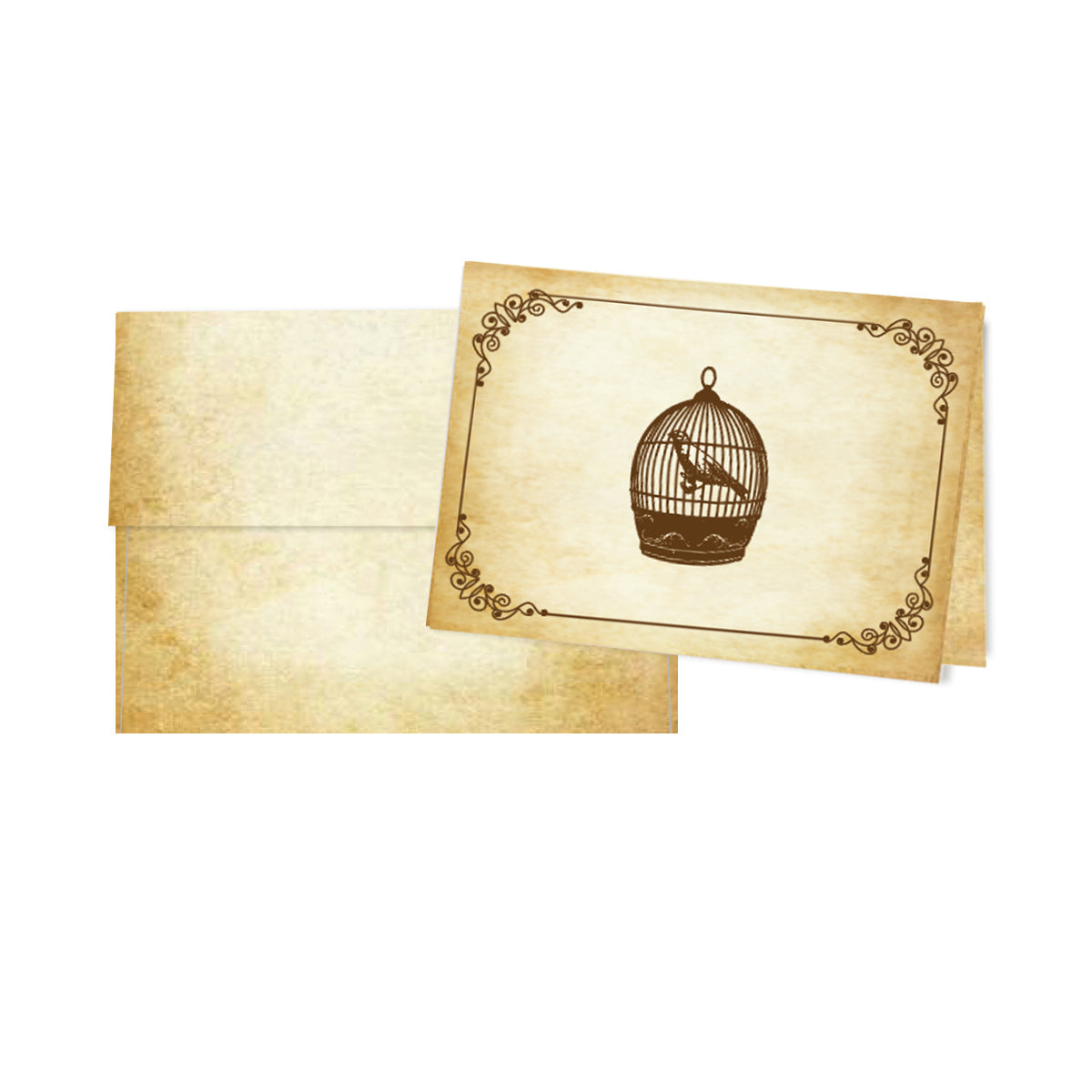 Aged Parchment Printed Note Card Set with Envelopes 8/8 - 8 Designs