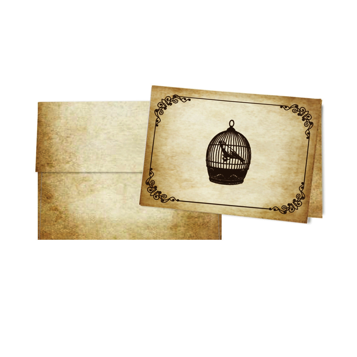 Aged Parchment Printed Note Card Set with Envelopes 8/8 - 8 Designs
