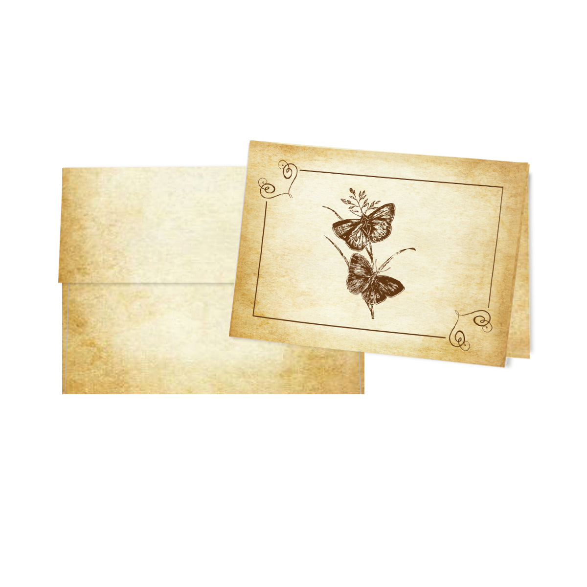 Aged Parchment Printed Note Card Set with Envelopes 8/8 - 8 Designs