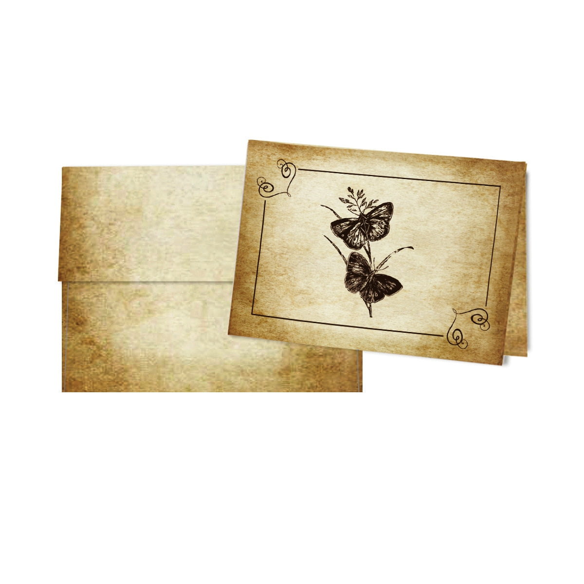 Aged Parchment Printed Note Card Set with Envelopes 8/8 - 8 Designs