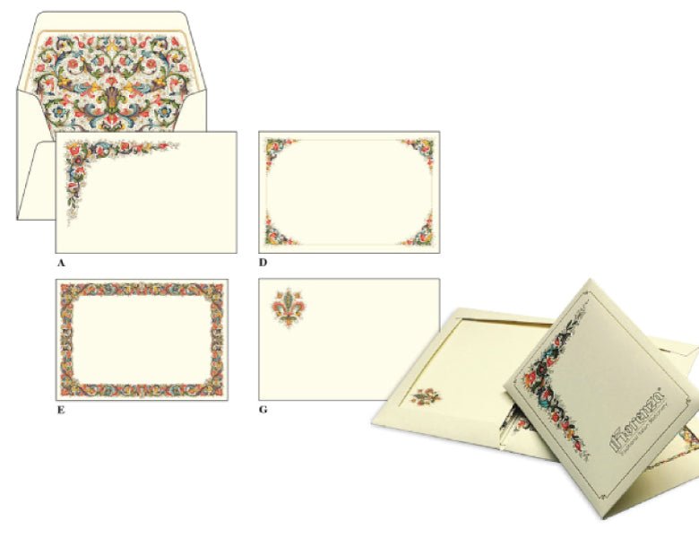 Fiorenza Card Wallet Pack Made In Italy by Rossi - 10 Cards & 10 lined envelopes - Nostalgic Impressions