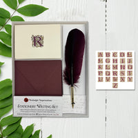 Vintage Ornate Filigree Initial Personalized Note Card Set with Feather Ballpoint Pen 8/8/1