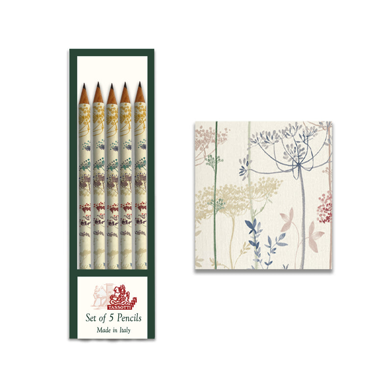 Fiore Al Sole Decorated Italian Art Paper Pencils Pack of 5
