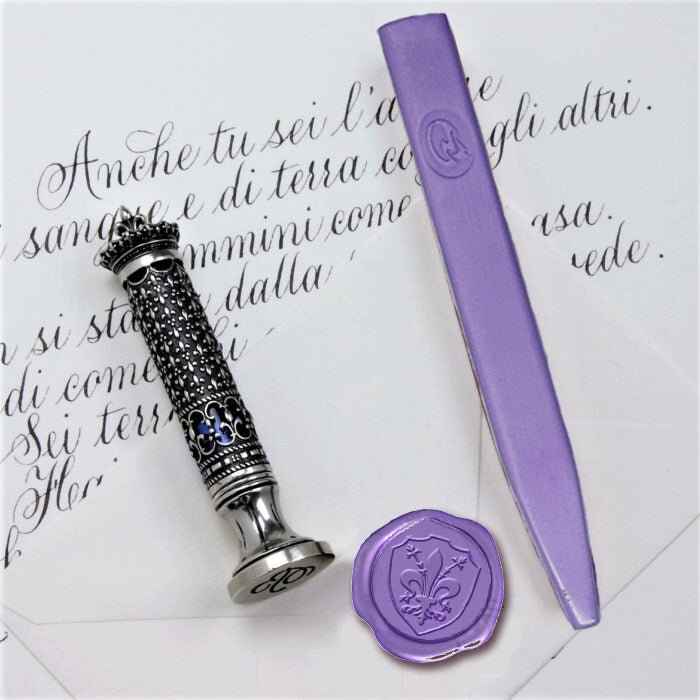 Fleur De Lys Antique Bronze Wax Seal Stamp - Handcrafted in Italy - Nostalgic Impressions