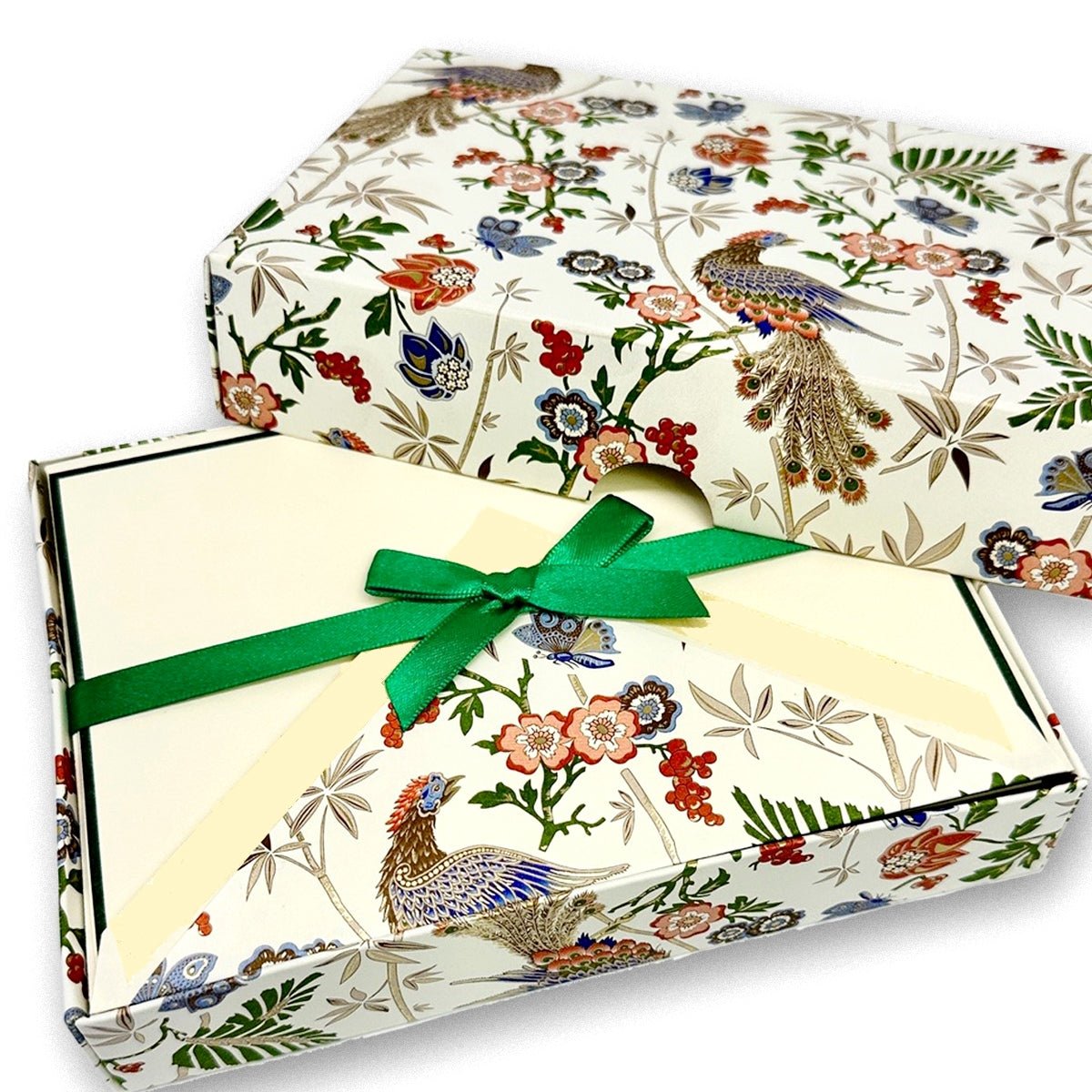 Floral Peacock Notecard Set Made in Italy by Rossi 4.25x6.25" - 10/10 - Nostalgic Impressions