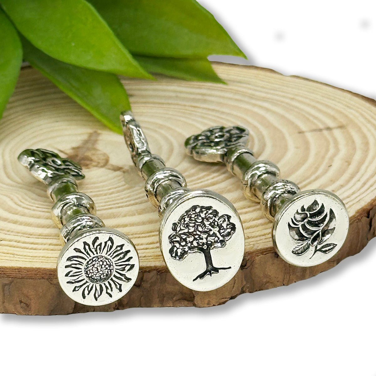 Florentine Heirloom Silver Antiqued Wax Seal Stamps with Flower Handle - Nostalgic Impressions