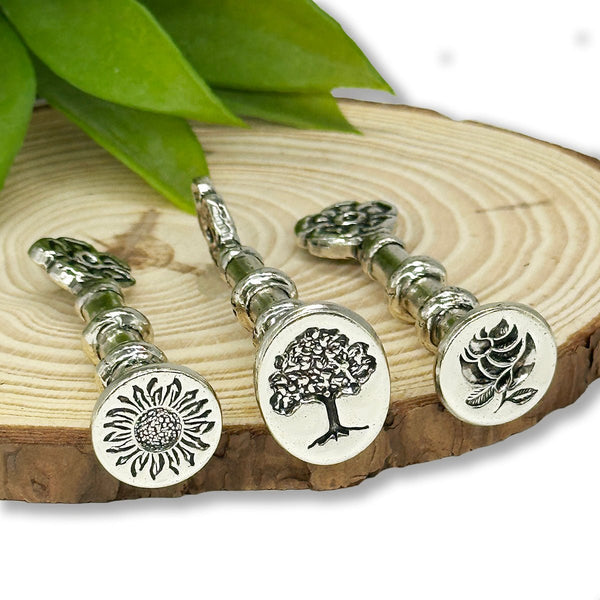 Florentine Heirloom Silver Antiqued Wax Seal Stamps with Flower Handle - Nostalgic Impressions