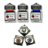 Inkwells with jeweled Silver Metal Screwtop