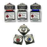 Inkwells with jeweled Silver Metal Screwtop