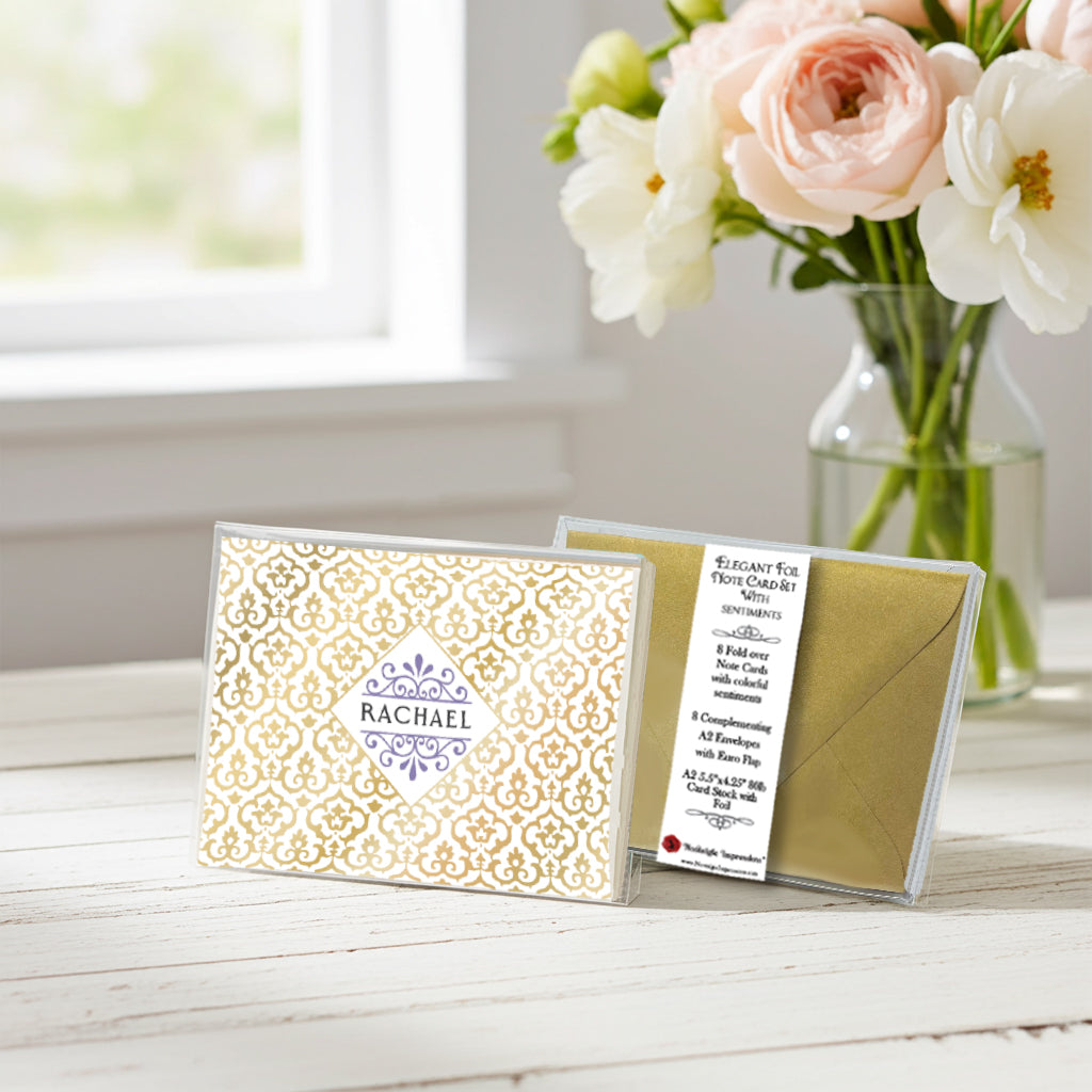 Personalized Name Foil Note Cards Boxed Set by Nostalgic Impressions