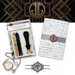 Gatsby Custom Wax Seal Stamp Kit with Black and Gold Sealing Wax