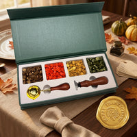 Thanksgiving & Fall  Wax Seal Kit with 4 Bead Waxes, Spoon and Wax Seal Stamp in multl design choices