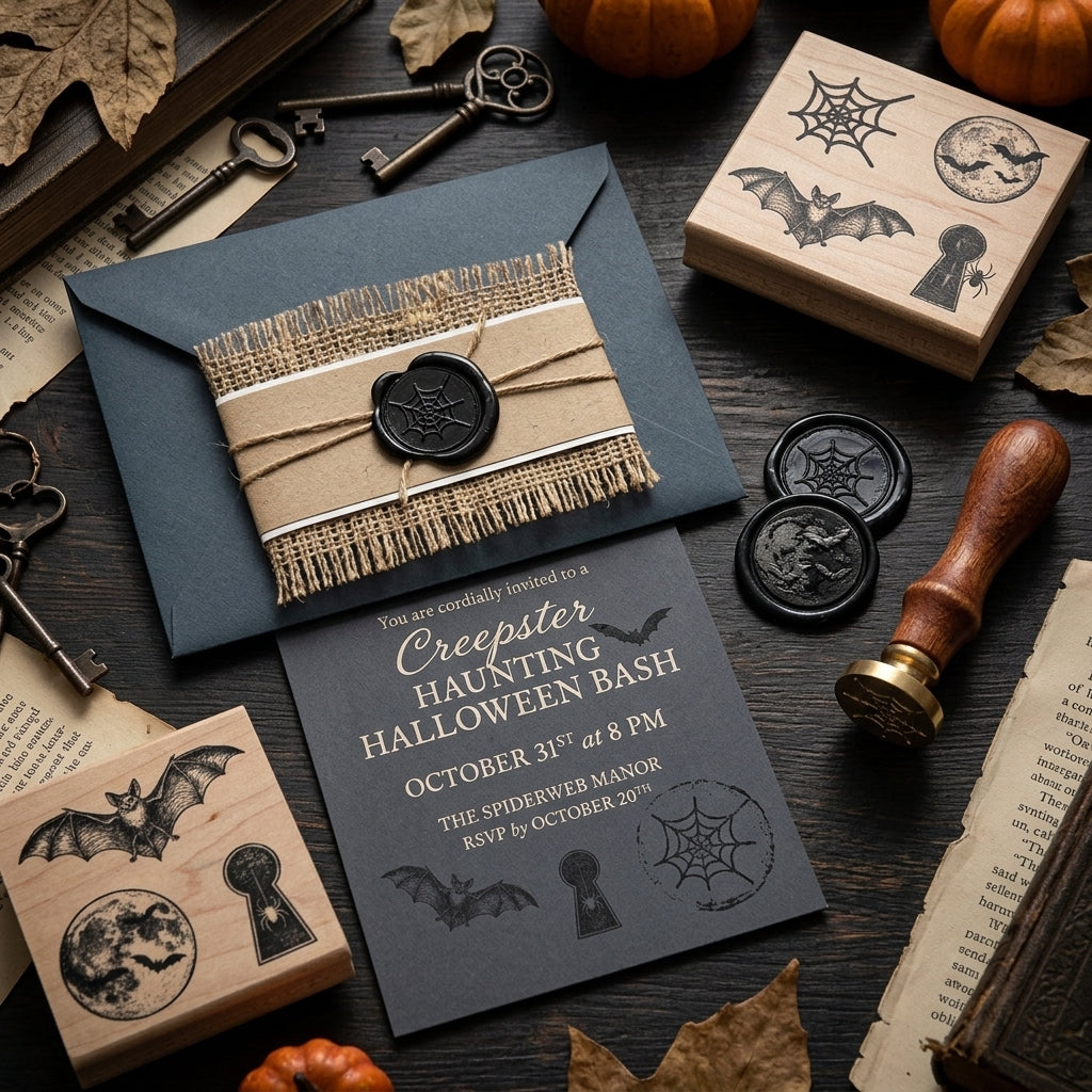Halloween Wax Seal Kit with 4 Bead Waxes, Spoon and Wax Seal Stamp in multl design choices (Copy)