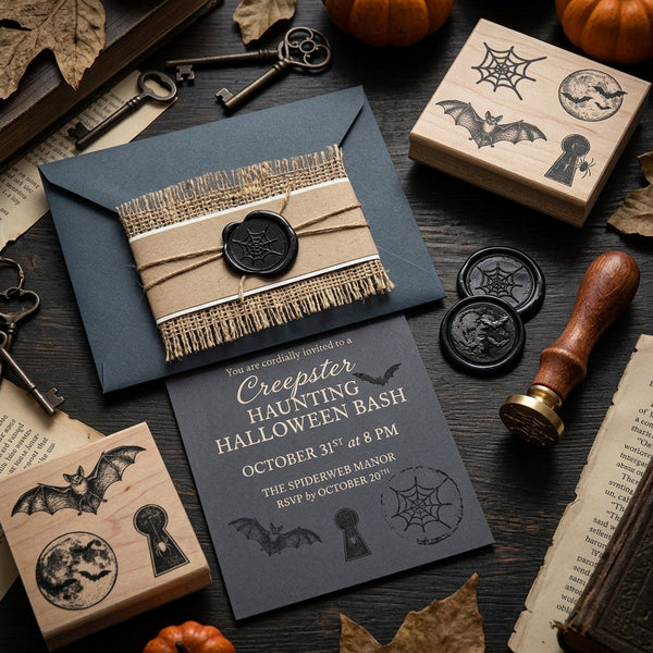 Halloween Wax Seal Kit with 4 Bead Waxes, Spoon and Wax Seal Stamp in multl design choices (Copy)