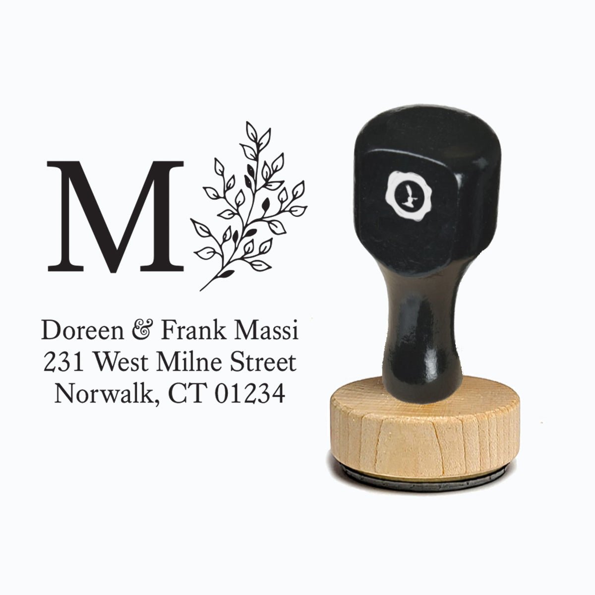 Vintage - style Rubber Stamp with Handle #2060 - Square Address 2"x 2" - Nostalgic Impressions