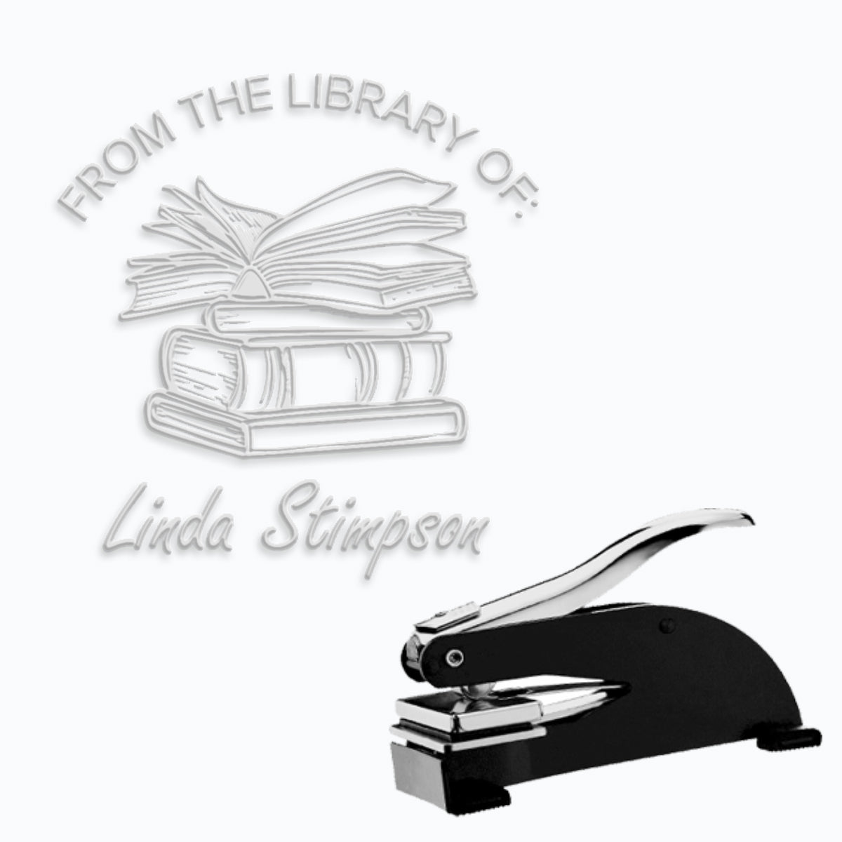Square Library Paper Embosser #2061 - 1.625" Square imprint - Nostalgic Impressions
