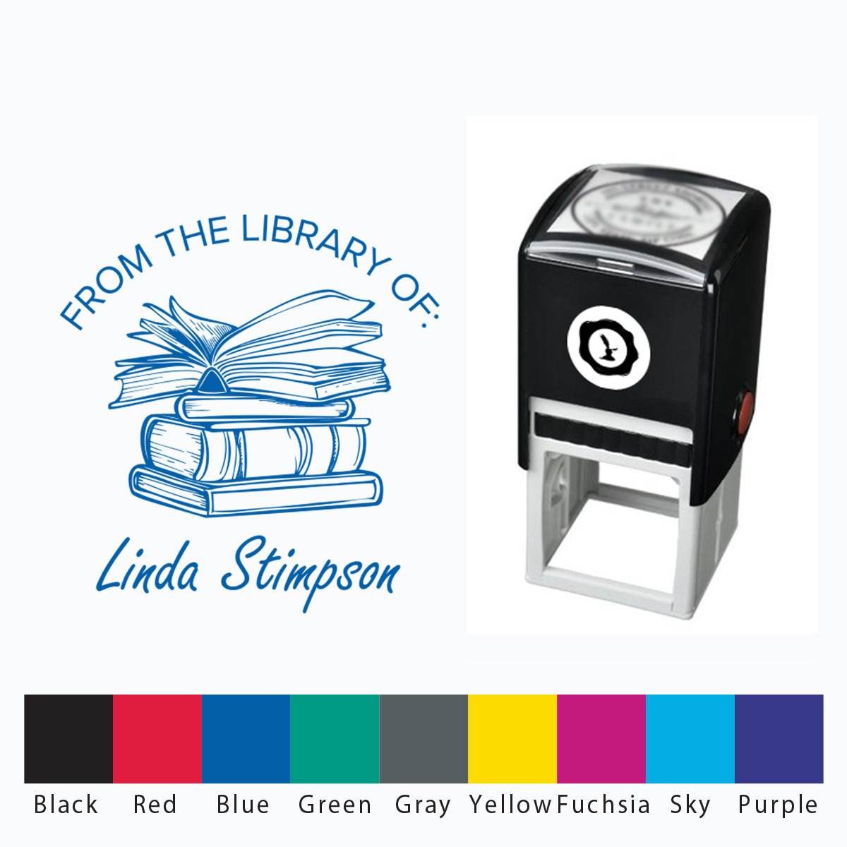Library Self Inking Stamper with Black Ink cartridge Square 1 5/8" #2061 - Nostalgic Impressions