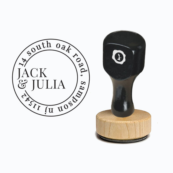 Vintage - style Rubber Stamp with Handle #2066 - Round Address 1 7/8" - Nostalgic Impressions