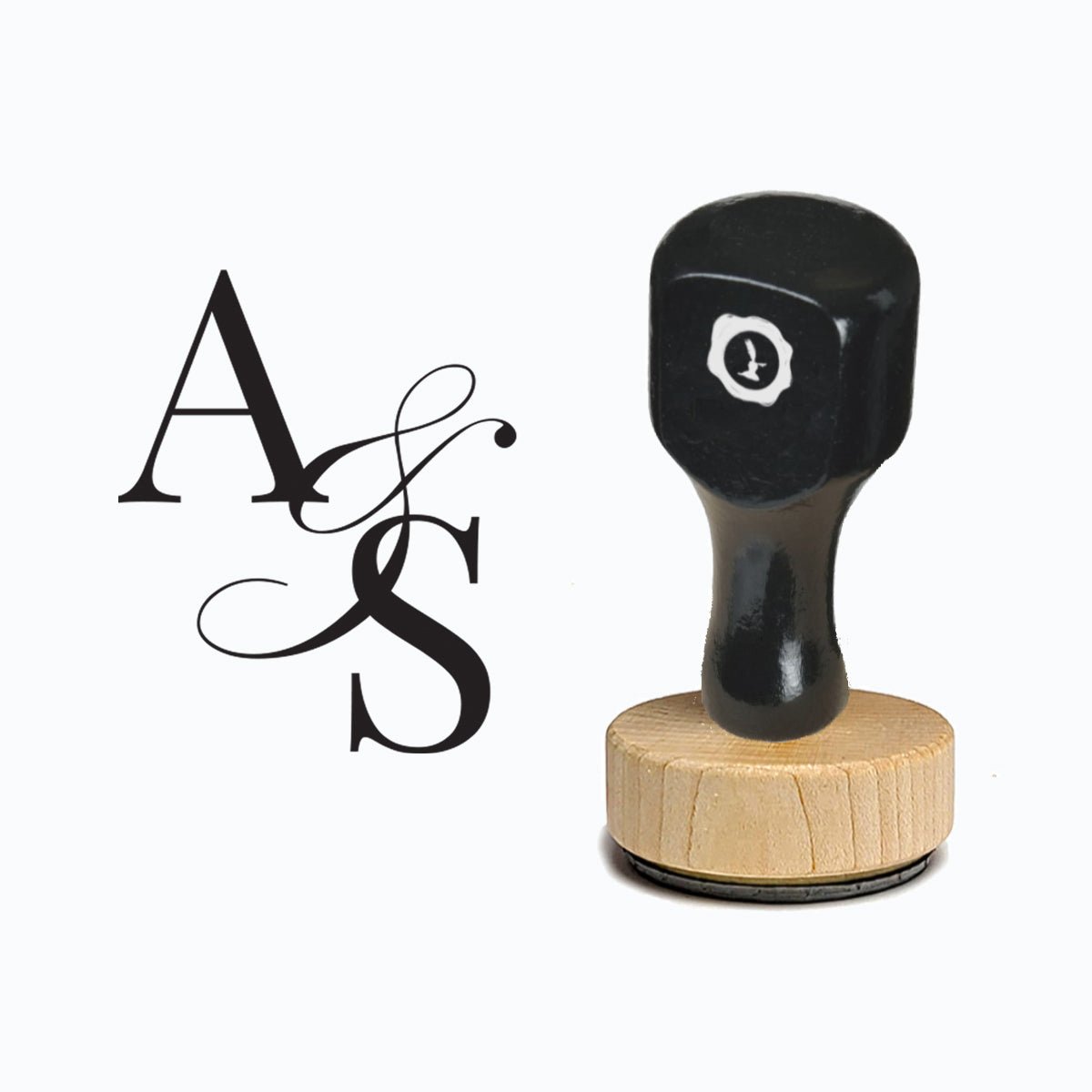 2 Letters Vintage - style Rubber Stamp with Handle #20691 - Round 1 7/8" - Nostalgic Impressions