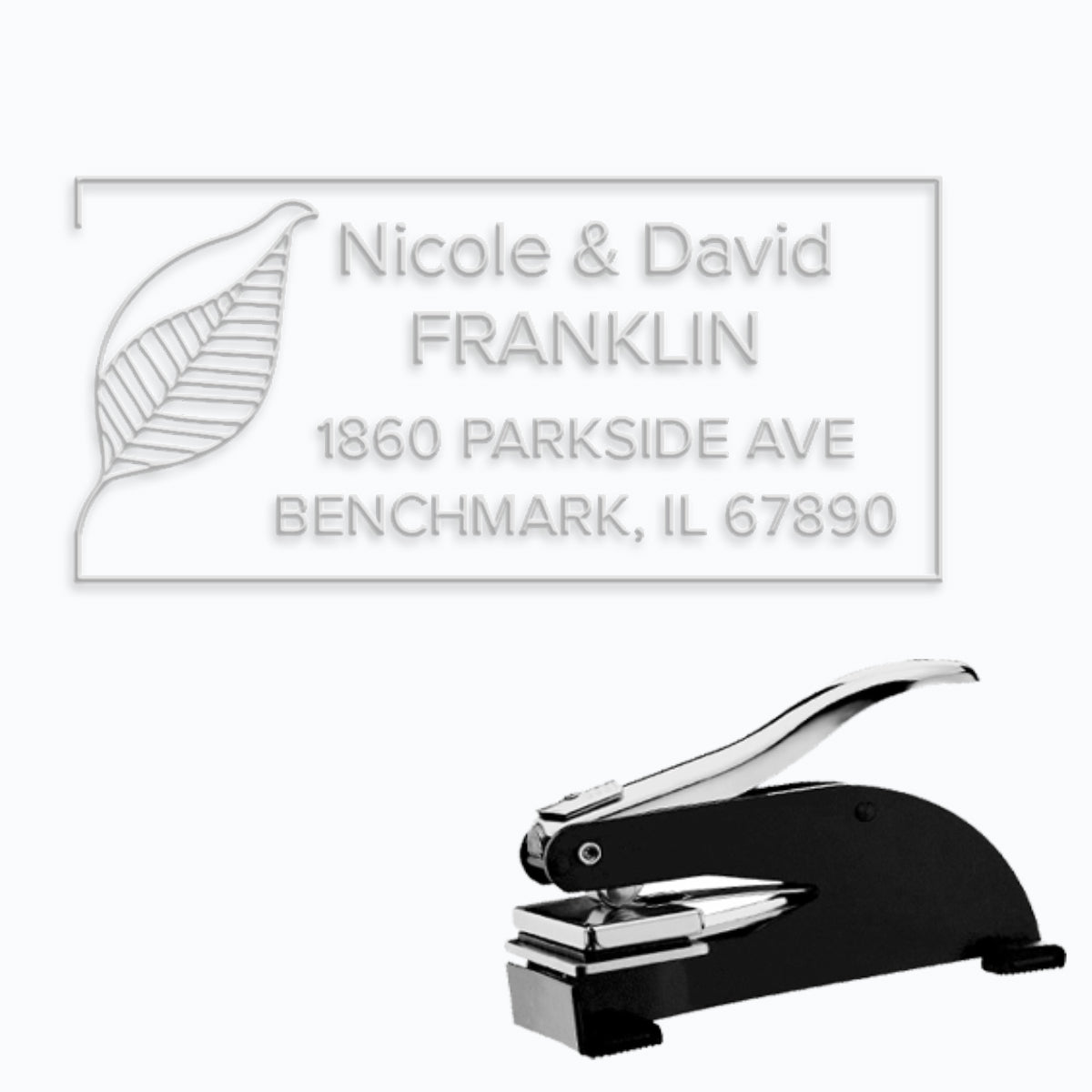 Rectangular Paper Embosser with Name & Address #2077 - 2 x 1" imprint - Nostalgic Impressions