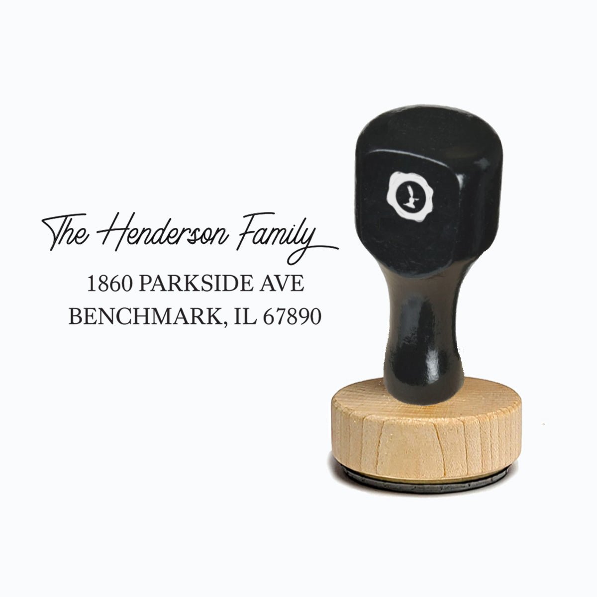 Address Vintage - style Rubber Stamp with Handle #2080 - Rectangle 2 x 1" - Nostalgic Impressions
