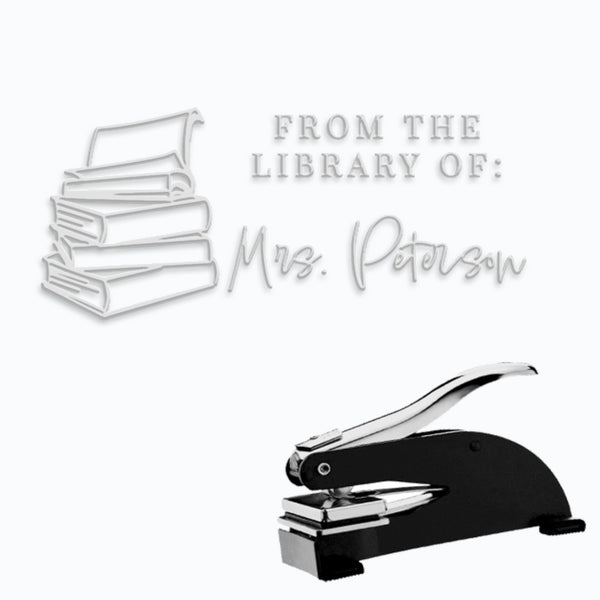 Library Paper Embosser with Initial #2081 - Rectangle 2x1" imprint - Nostalgic Impressions