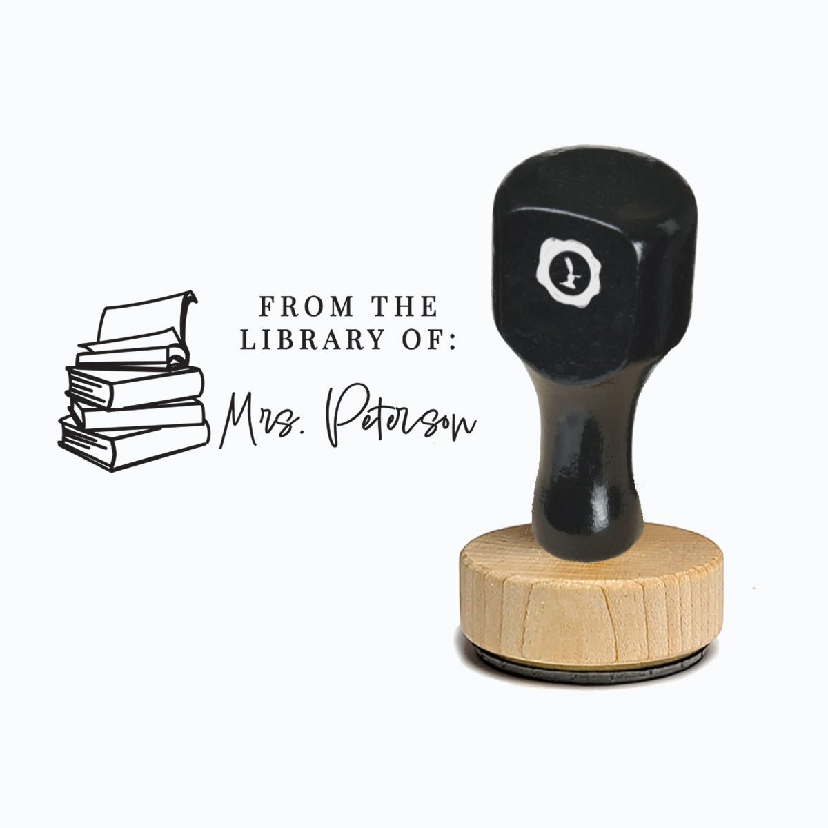 Vintage - style Rubber Stamp with Handle Library #2081 - Rectangle 1" x 2" - Nostalgic Impressions
