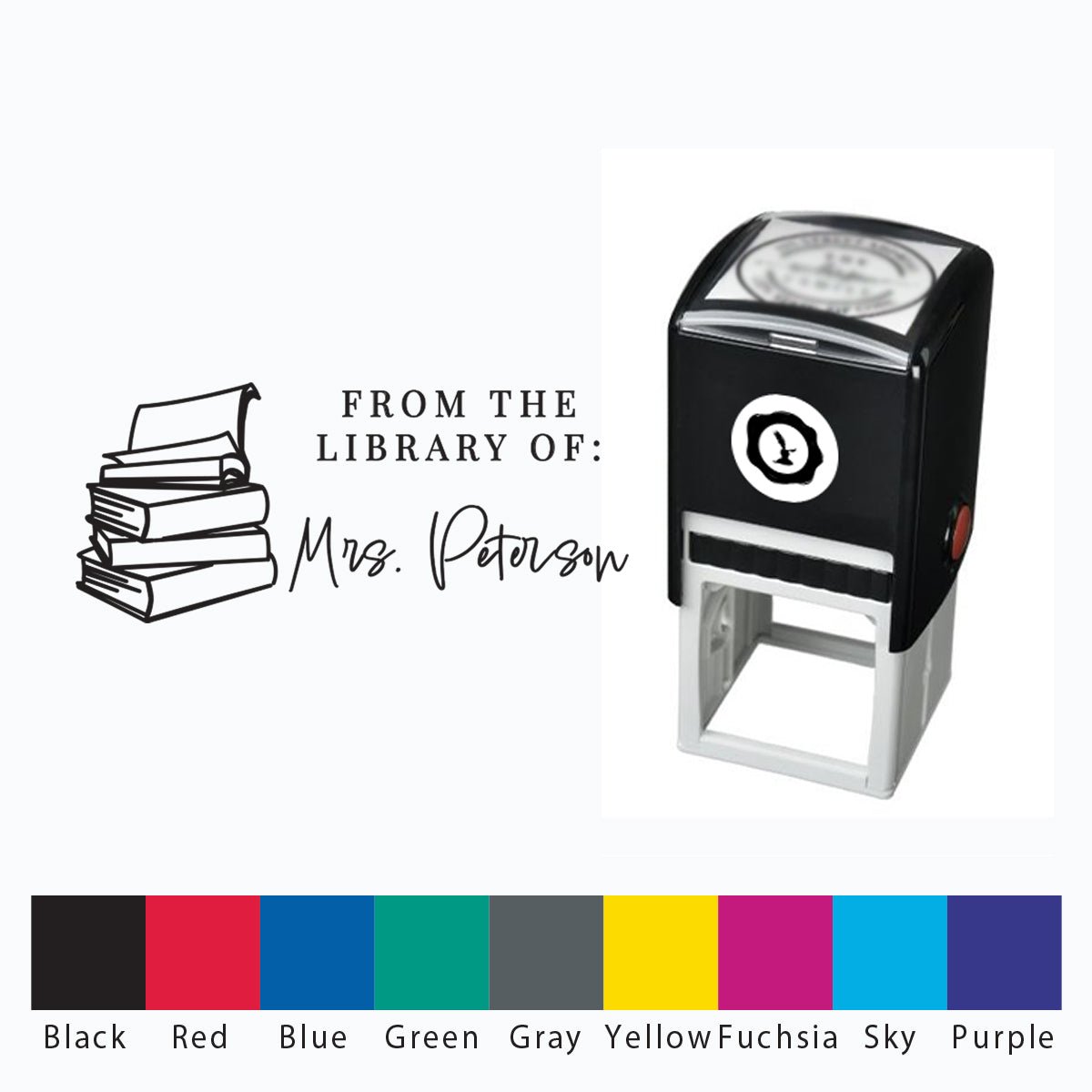 Library Self Inking Stamper with Black Ink cartridge 1" X 2.5" Rectangle #20811 - Nostalgic Impressions