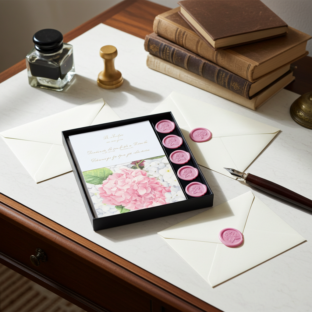 Italian Note Card Stationery Gift Set with Adhesive Wax Seals-9 Styles